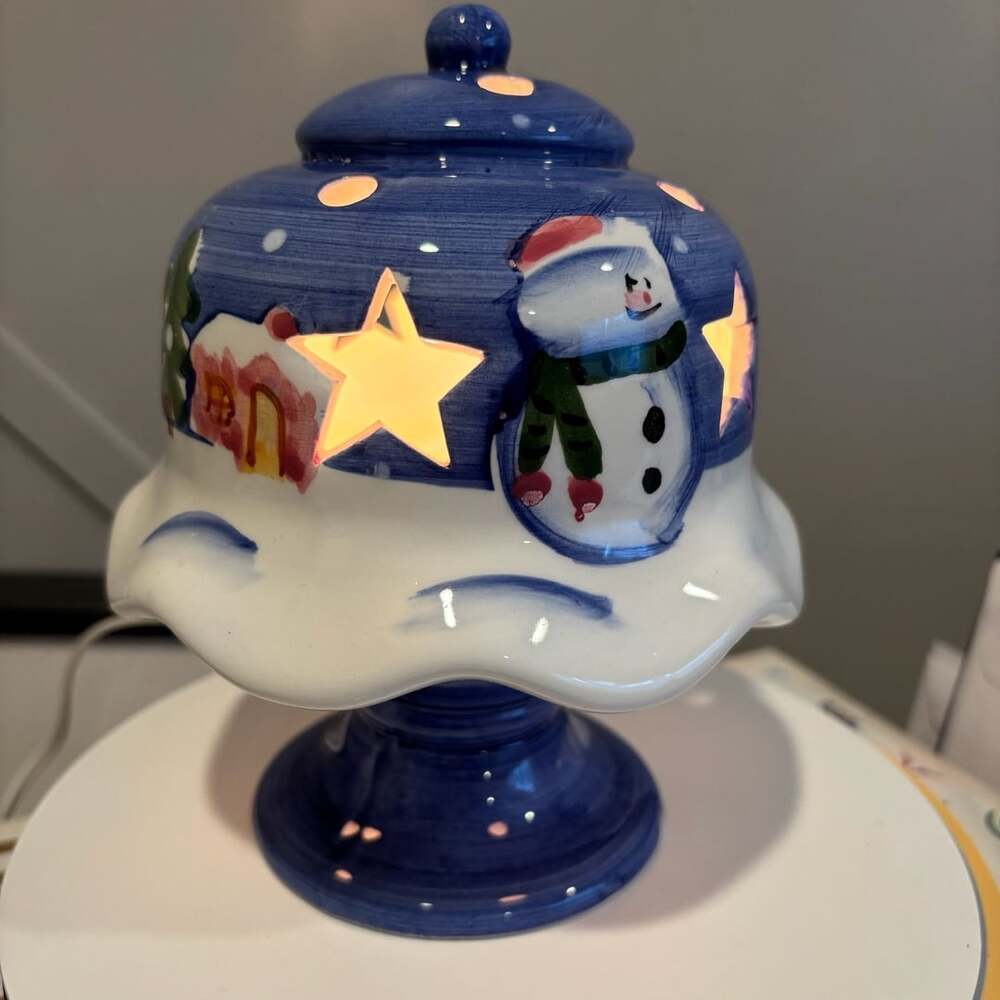 Nantucket Snowman Ceramic Table Top Night Light